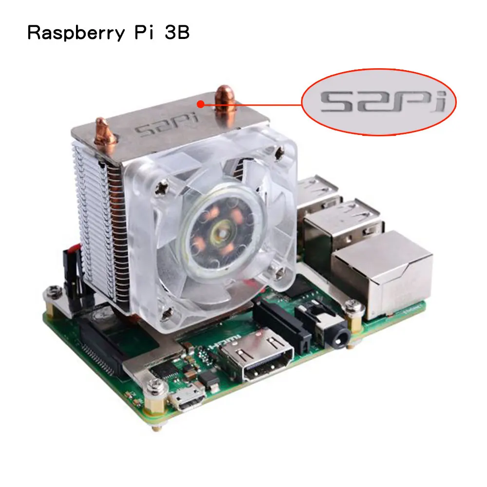 Raspberry Pi 3B + прозрачный черный лед башня охлаждения вентилятор V2.0 супер 7 цветов