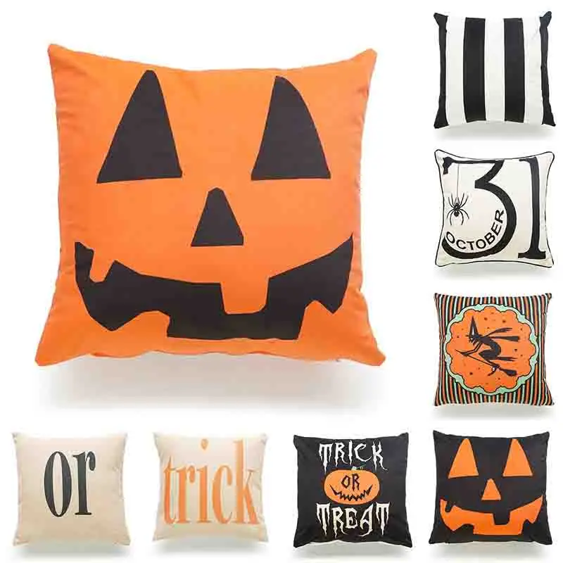 

Halloween Pumpkin Witch Trick or Treat Pillowcase Decoration Linen Pillow Hug Pillowcase Halloween Home Decoration