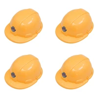4pcs pretend role play durable engineering cap safety hat yellow simulation helmet toy construction gadgets gift for kids