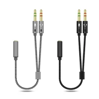 2 in 1 audio adapter 3 5mm audio mic y splitter cable cord headphone adapter female to 2 male 22cm