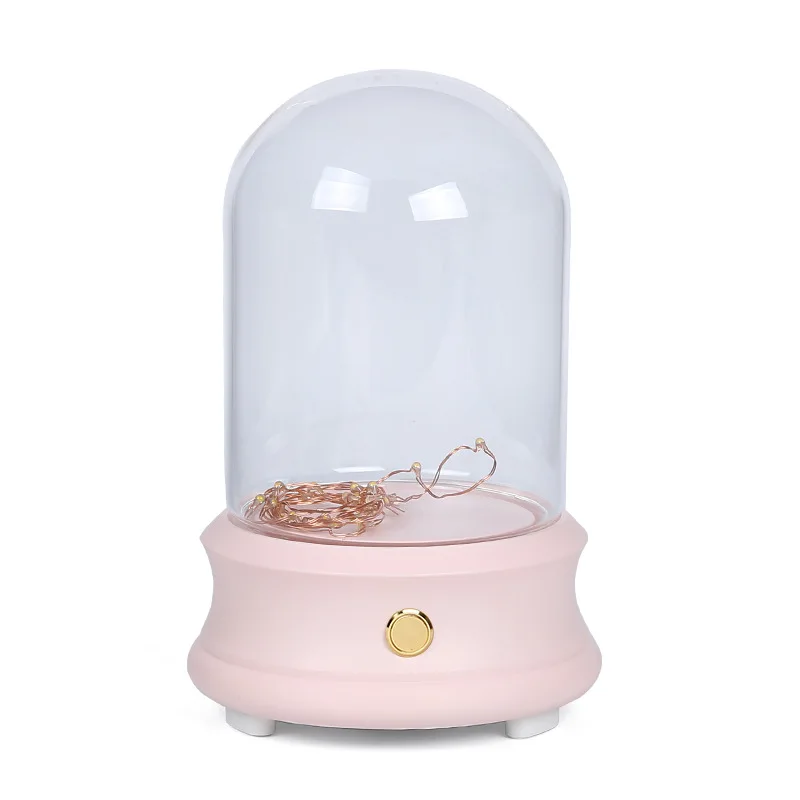 

Glass cover immortal flower gift box European-style glass crafts withlight display dust cover creative bluetooth audio ornaments