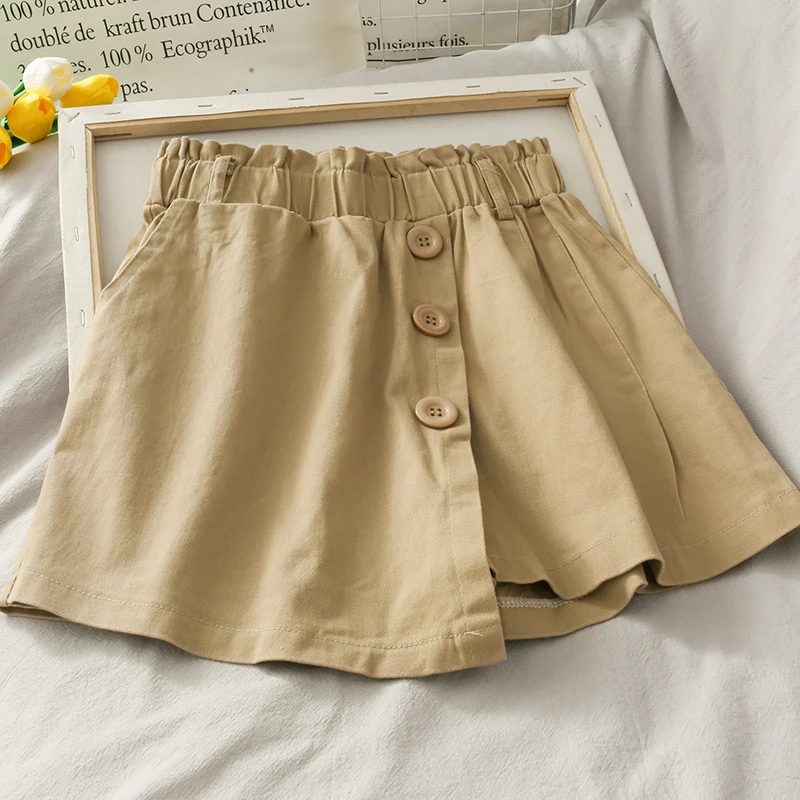

Summer Black Women's Shorts elastic waist front buttons short trousers High Waisted Shorts for Women bike shorts women fashion