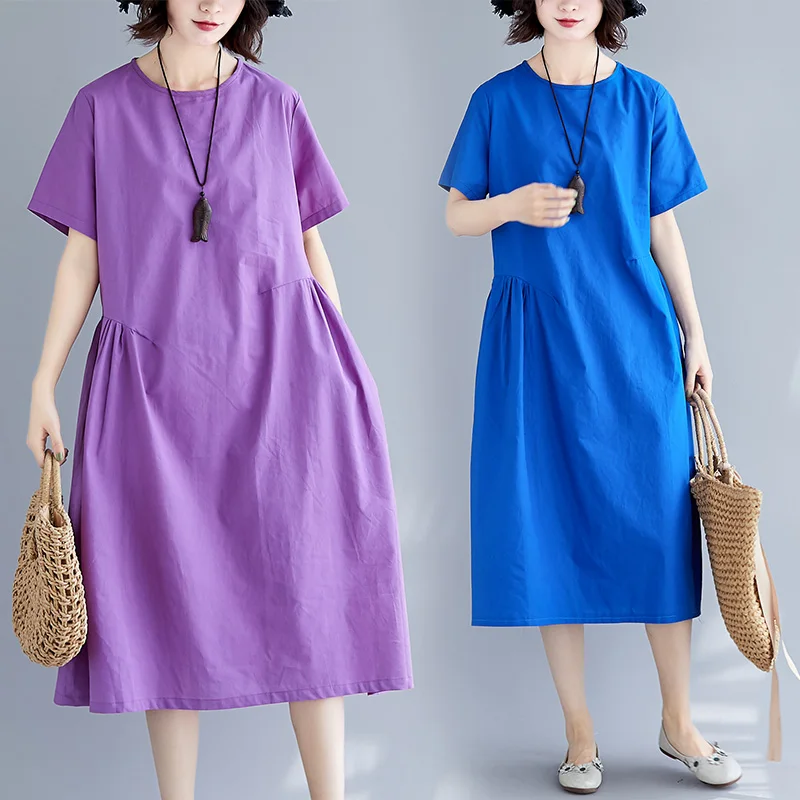 Женское платье средней длины в стиле ретро повседневное однотонное свободное