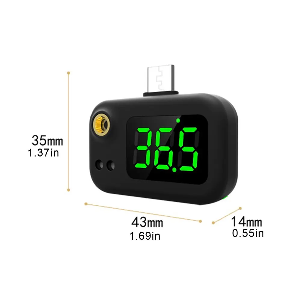 

Mini USB Thermometer Mobile Phone Digital Thermometer With LED Display Non-contact Infrared Temperature Sensor Type-C Hygrometer