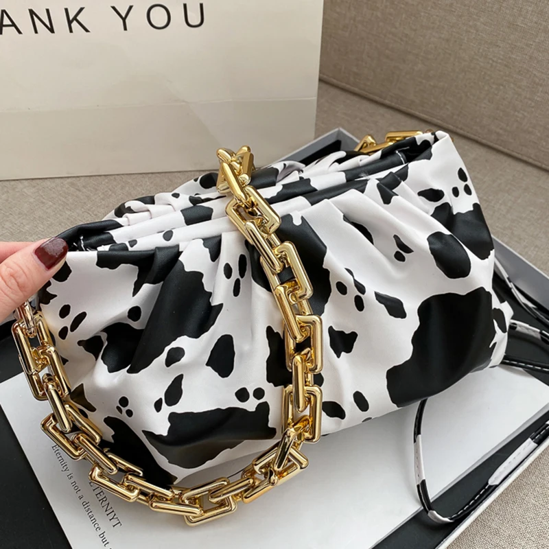 

SWDF Cow Print Shoulder Bags For Women Design Bolso Bandolera Mujer Soft PU Leather Cloud Bag Zebra Shoulder Crossbody Sac Femme