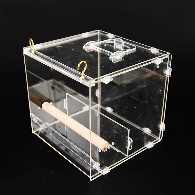 Продажа Акриловая кормушка для птиц, прозрачная коробка для еда для попугая, водонепроницаемая чашка, автоматическая кормушка для птиц, аксессуары ...