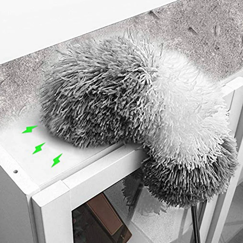 

100 Inch Extension Pole and Bendable Head Washable Cleaning Tool Duster with White Marble Pattern Hotel Paper Box