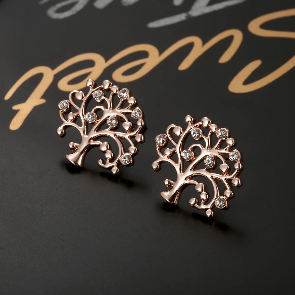 Модные серьги гвоздики с изображением дерева жизни очаровательные свадебные