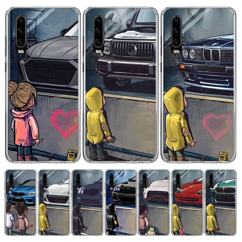 

Boy See Sports Car Jdm Drift Phone Case For Huawei P30 P20 P40 P50 Mate 40 30 20 10 Pro P10 Lite Customized Gift Coque Cover