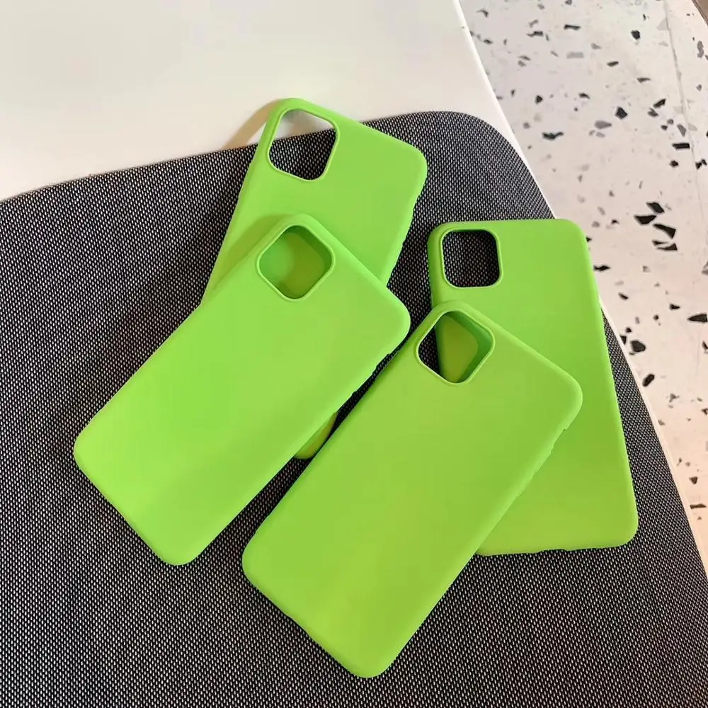 Fluorescent green frosted Total package side Very soft and ultrathin For iphone 6 7 8 X XS XR 11Phone Case |