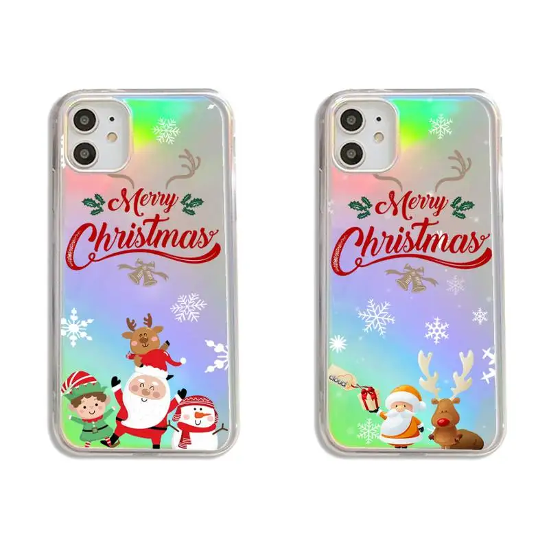 

Merry Christmas Deer Santa Phone Case Transparent for iPhone 7 8 11 12 se 2020 mini pro X XS XR MAX Plus