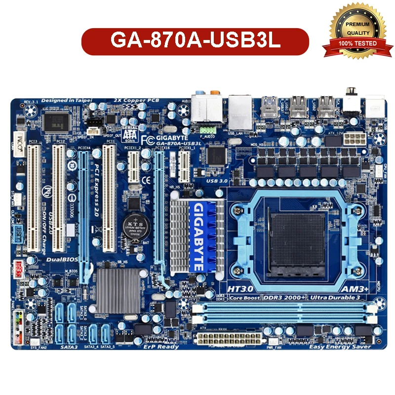 Материнская плата для GIGABYTE GA-870A-USB3L 870A-USB3L Socket AM3/AM3 + DDR3 AMD 870 8 Гб б/у настольной