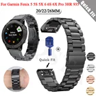 Ремешок из нержавеющей стали для смарт-часов Garmin Fenix 6 6X Pro 5 5X Plus 3HR, быстросъемный браслет для наручных часов Fenix6 Fenix5, 26 22 20 мм