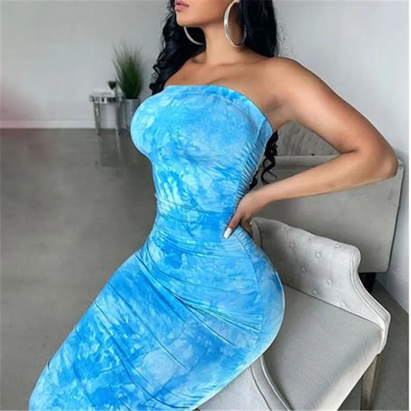 

Женское платье макси с принтом Tie Dye, облегающее Клубное платье-труба, летняя модная уличная вечерние вечерний сарафан, 2020