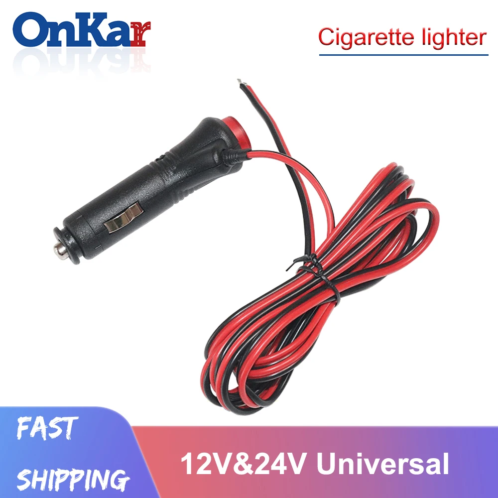 ONKAR Автомобиль Мотоцикл/мотоцикл 12 V-24 V пробки прикуривателя Питание кабель для подключения адаптера с кнопка включения лампы Встроенный 5A предохранитель