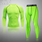 Спортивная одежда, зимнее термобелье, костюм, Мужская одежда для фитнеса, кальсоны, тренировочные костюмы, леггинсы для бега, Рашгард для мужчин, комплект