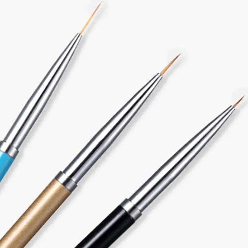 3 Pcs Brush Set Liner Pens Nail Art Brush For UV Gel Polish Painting Metal Handle Professional Painting Drawing Fine Tool