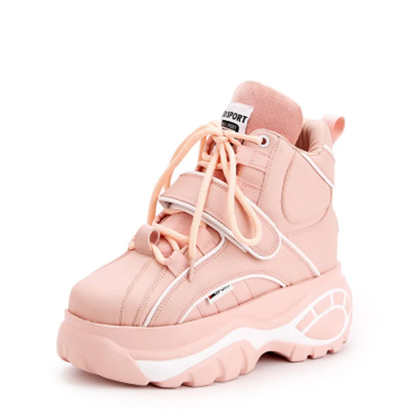 

Prova Perfetto The Increased High-Top Sneakers Woman Chunky Cross-tied Round Toe Thick Bottom Comfortable Women's Sport Shoes