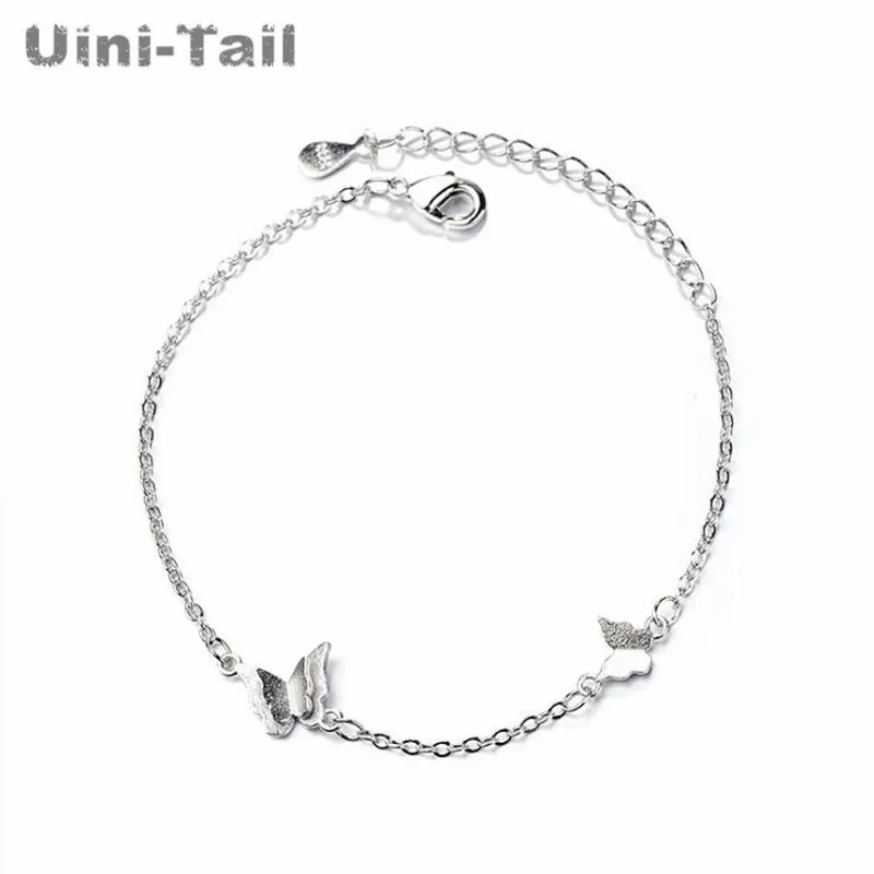 

Uini-Tail Hot Sale New 925 Sterling Silver Hand Frosted Flying Butterfly Bracelet Small Fresh Literary Fashion Trend Jewelry
