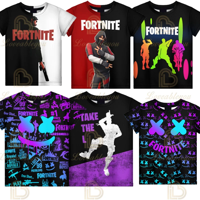 

FORTNITE Ninja Raven Fishstick Omega Llamas T Shirt Everyone T-Shirt Fortniter Kids Tee Shirt Basic Short Sleeve Children Tshirt