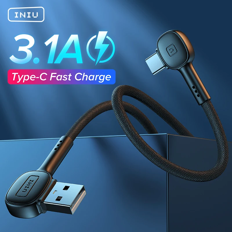 Кабель INIU USB Type C 90 градусов для быстрой зарядки мобильный телефон зарядное