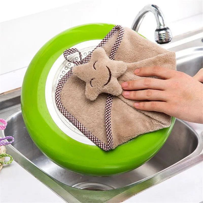 Мягкое полотенце для рук с мультяшной смайликой и звездой детское сухое из