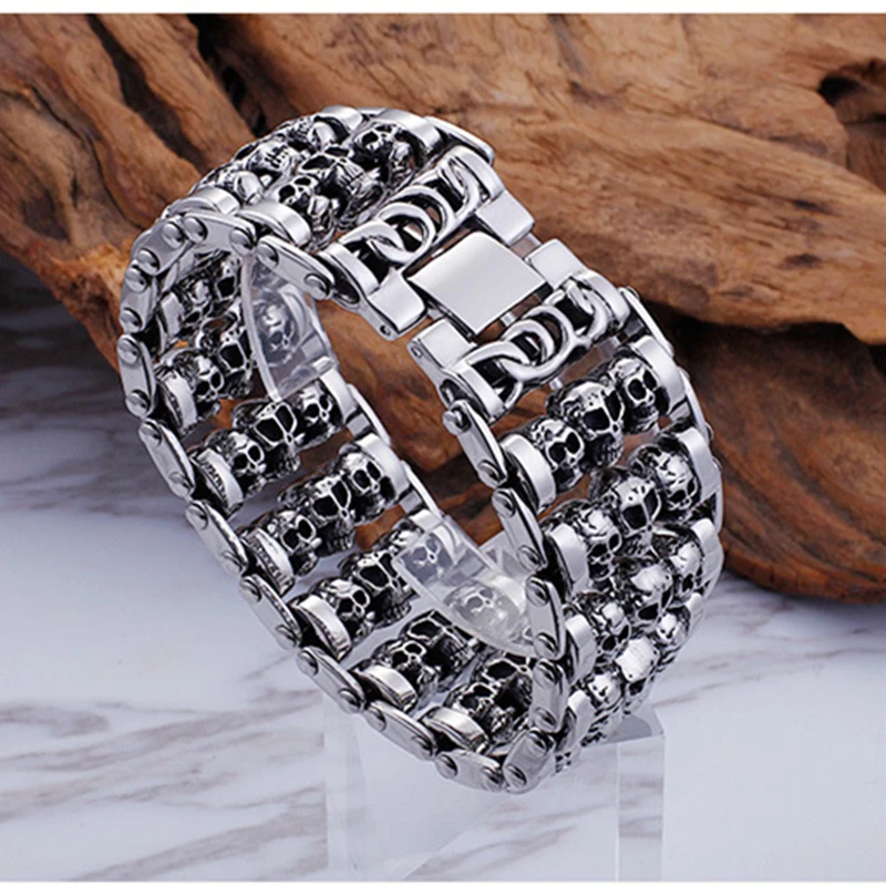 

316L stainless steel skull men's domineering charm bracelet personality punk jewelry Christmas gift