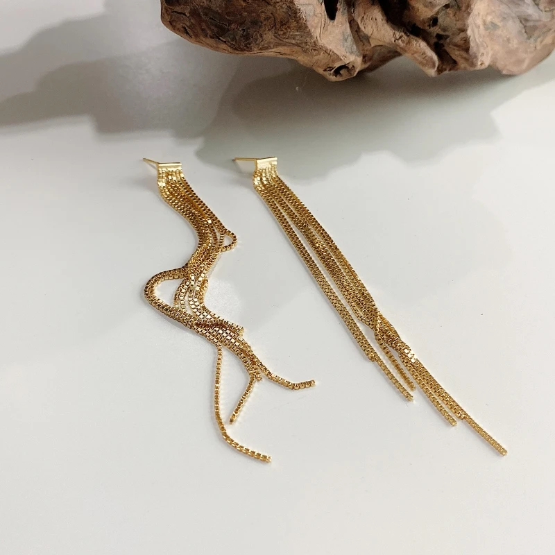 Длинные висячие серьги с кисточками из стерлингового серебра 925 пробы