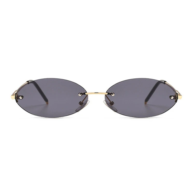 

Veshion Steam Punk Frameless Oval Sunglasses Men Women Fashion Shades UV400 Vintage Glasses