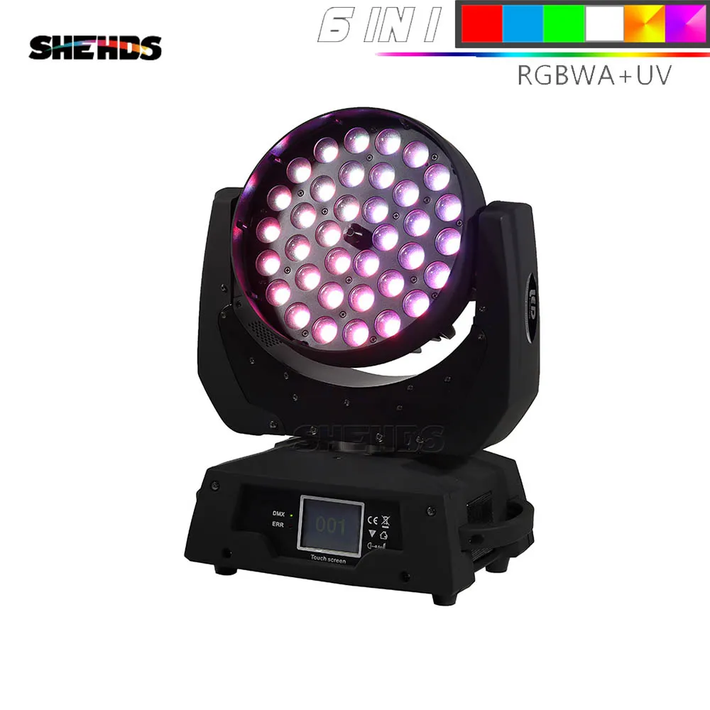 LED 36X18W Светодиодный 36x18 Вт RGBWA+ УФ зум перемещение головы 6in1 светодиодный стирка DMX512 Прямая с фабрики Dj диско-сценическое освещение для вечерние обувь для ночного клуба - Цвет: LED 36X18W