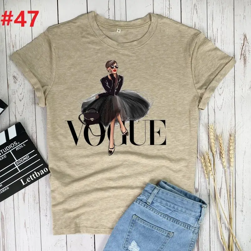 

Vogue Princess Women 2021 Summer Short Sleeve Fashion Print Lady T-shirts Top T Shirt Ladies Womens Graphic Female Tee Shirt
