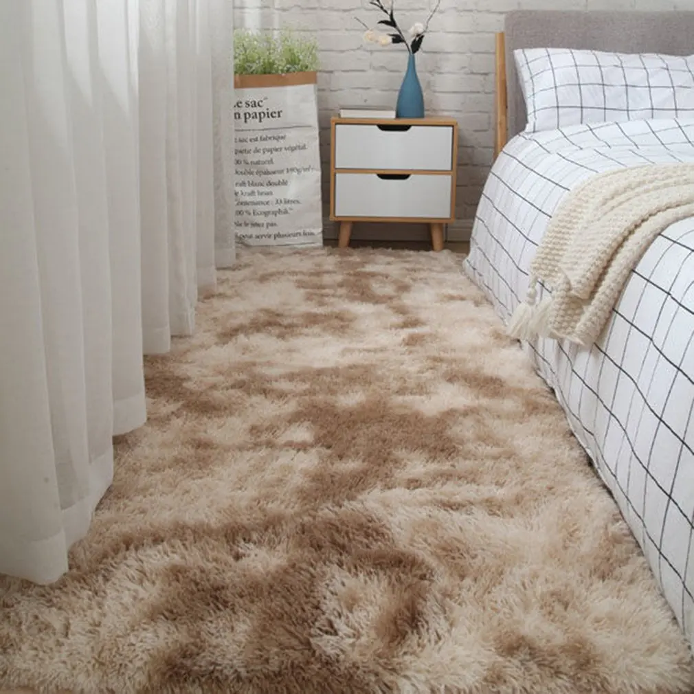 

Прикроватный коврик для спальни диван, напольный коврик, однотонное плюшевое утолщенное промытое шелковое нескользящее одеяло
