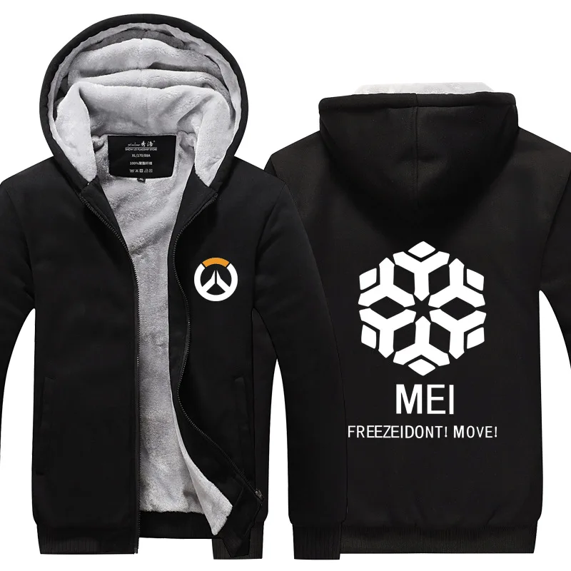 Black 1 Dva OW Overwatch Mercy Mei зимняя куртка на молнии из плотного флиса уличная Толстовка Спортивная толстовка с капюшоном костюм для косплея - Цвет: Black 1
