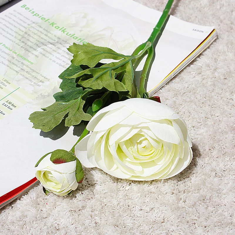 2 головки искусственные розы шелковые цветы Пионы DIY Длинные ветки пионы