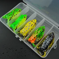 5pcs frog lure snakehead fishing bait kit trout bass bait hook set topwater floating ray frog artificial fish killertackle box