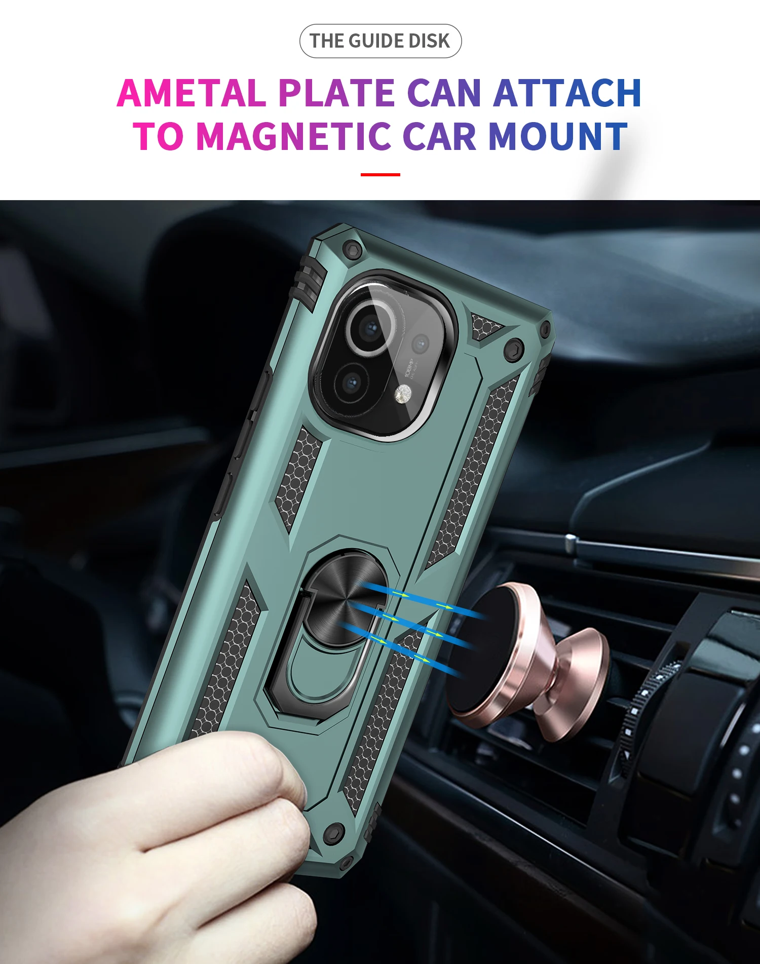 

Luxury Fashion Armor Shockproof Anti Fall Heavy protection Bring Magnetic Iron Bracket Phone Case For LG Aristo 6 PC Back Cover