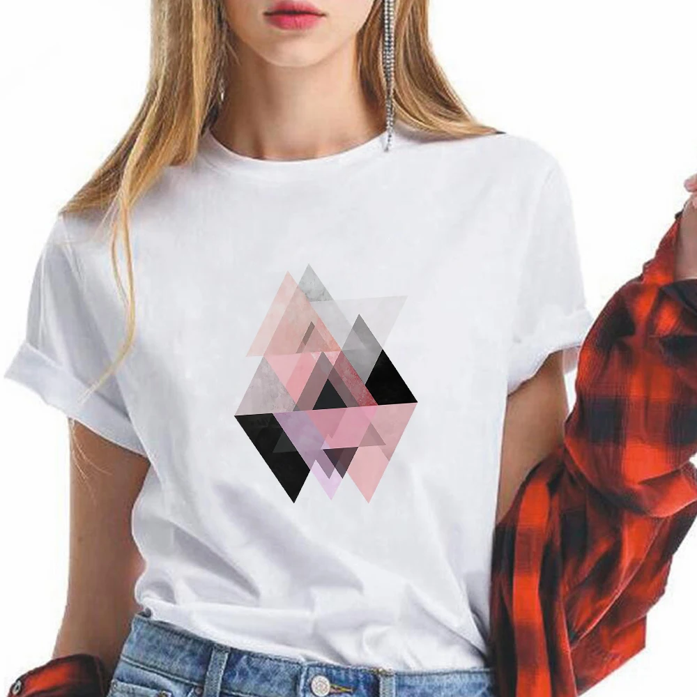 

Geometry Graphic T Shirts Vintage Harajuku Oversize Hipster Fashion European 2021 Girls Can Do Anything Casual Crewneck Edgy