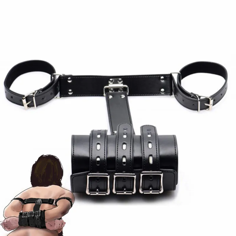

Bdsm Leather Harness Arm Binder Bondage Sex Toys of Wrist Cuffs for Slave Role Play to Arm Behind Back Armbinder Restraints