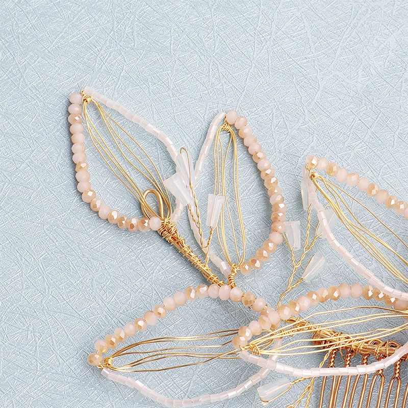 Miallo 2019 новейшие золотые цветы ручной работы Свадебный гребень для волос заколки