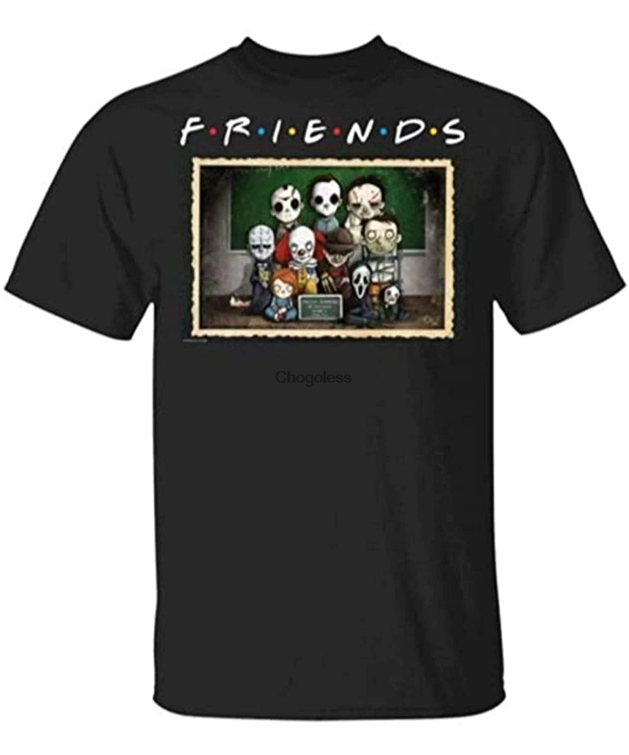 Футболки премиум-класса с рисунком из мультфильма Ужасы друзей черная футболка