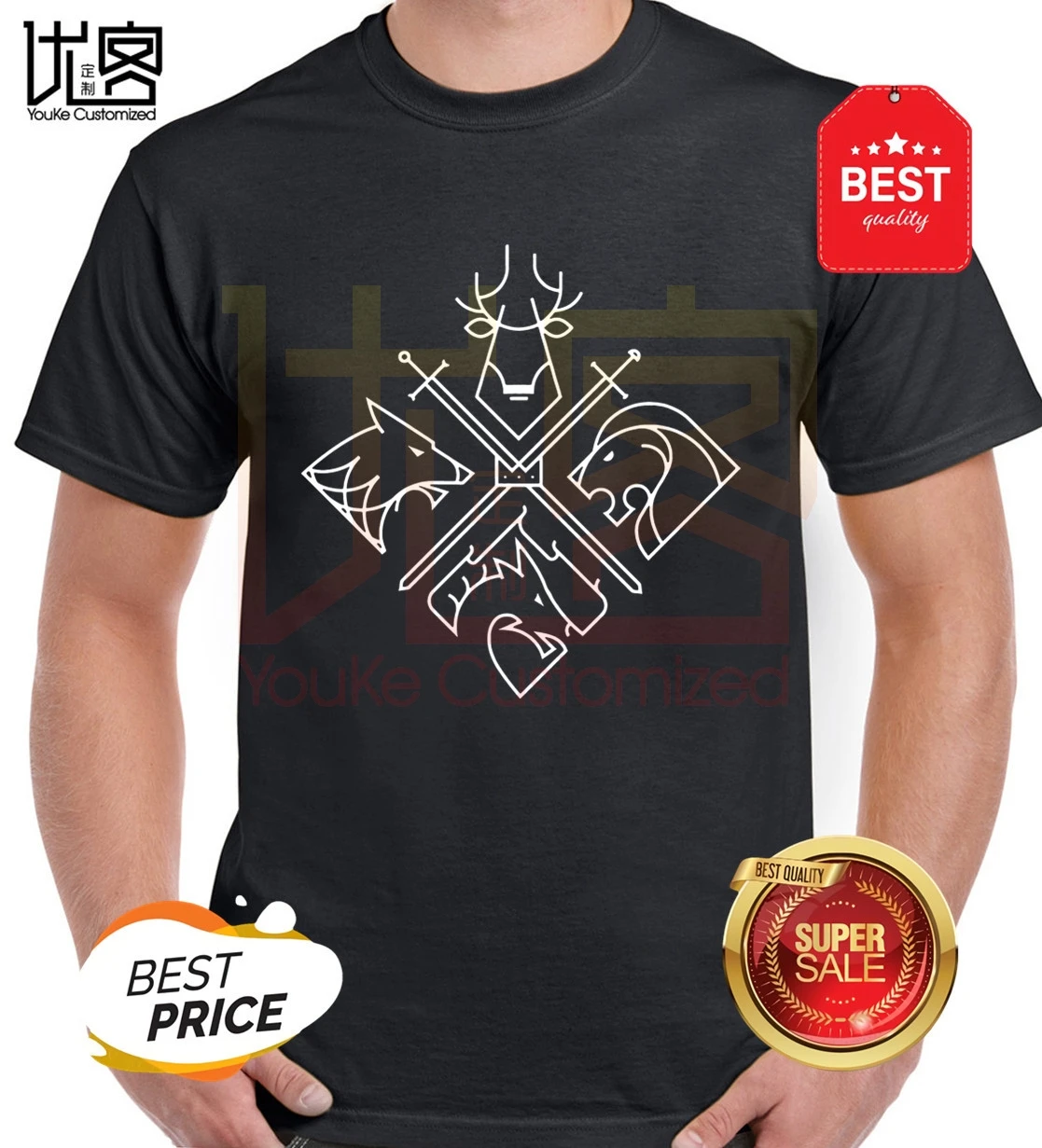 Футболка Игра престолов дома милая модная футболка мужская и женская из 100%