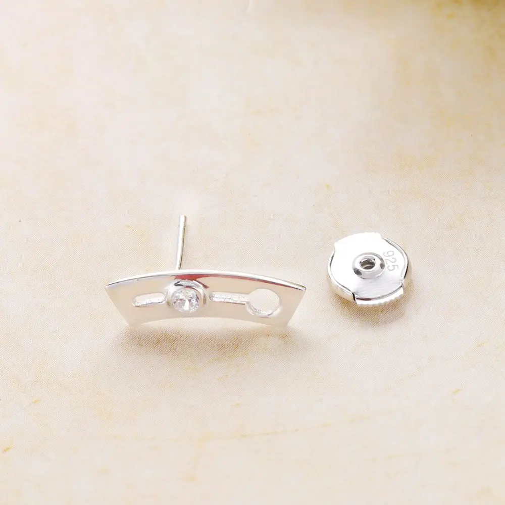 

Moonmory 925 Sterling Silver Fine Arc Shape White Zircon Stud Earrings For Women Wedding Statement New Arrival Punk Rock Jewelry