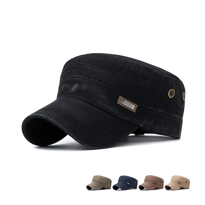 

Кепка мужская в стиле милитари, хлопковая винтажная шапка с плоским верхом, уличная рыболовная Кепка для милитари медперсонала, 2021