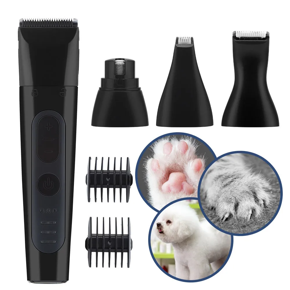 

4 IN 1 Pet Grooming Kit Rechargeable Pets Clippers Dog Cat Hair Trimmer Paw Nail Grinder Foot Cutter Hair Cutting Machine