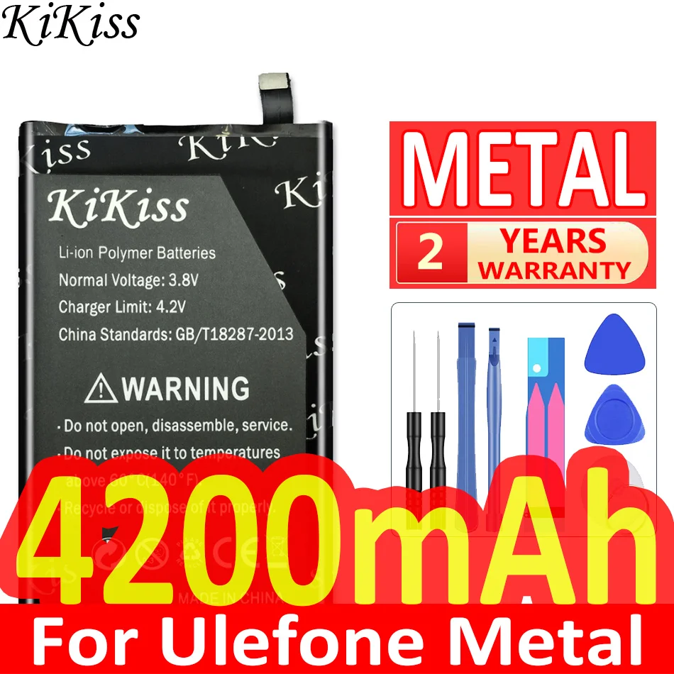 

KiKiss METAL Mobile Phone Replacement Battery 4200mAh For Ulefone Metal Smart Phone Lithium Polymer Rechargeable Batteries