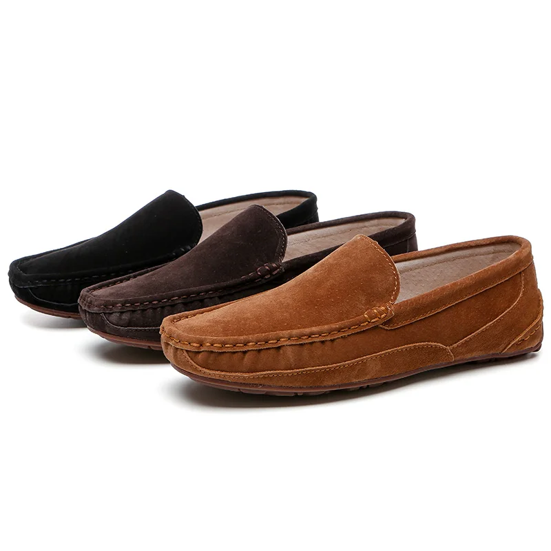Туфли-Лоферы мужские замшевые летние Нескользящие на плоской подошве | Обувь