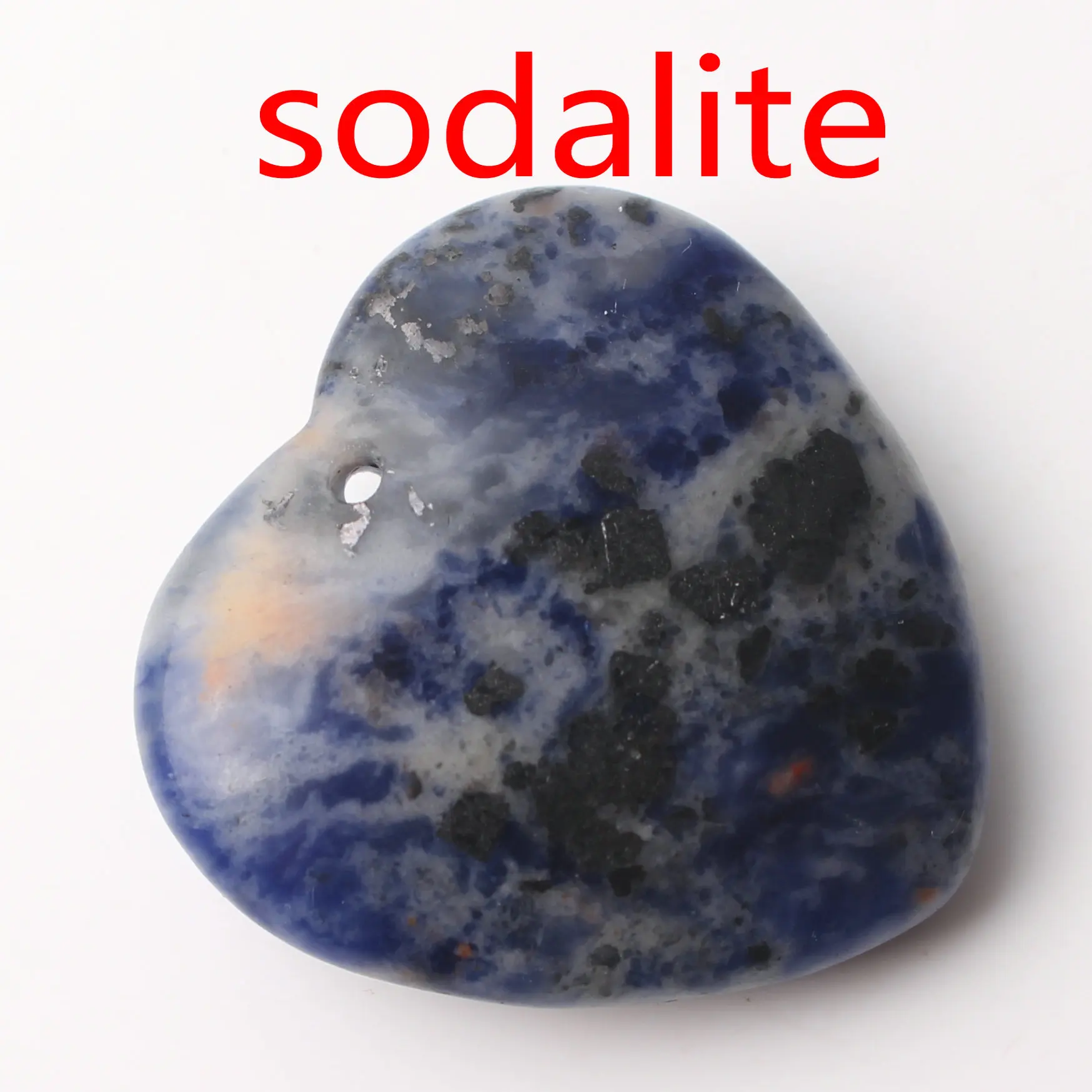 Sodalite Натуральный кристалл Аметист Роза Кварц сердце форма кулон с отверстием ожерелье аксессуары ювелирных изделий камень, реики целебный подарок - Цвет: Sodalite