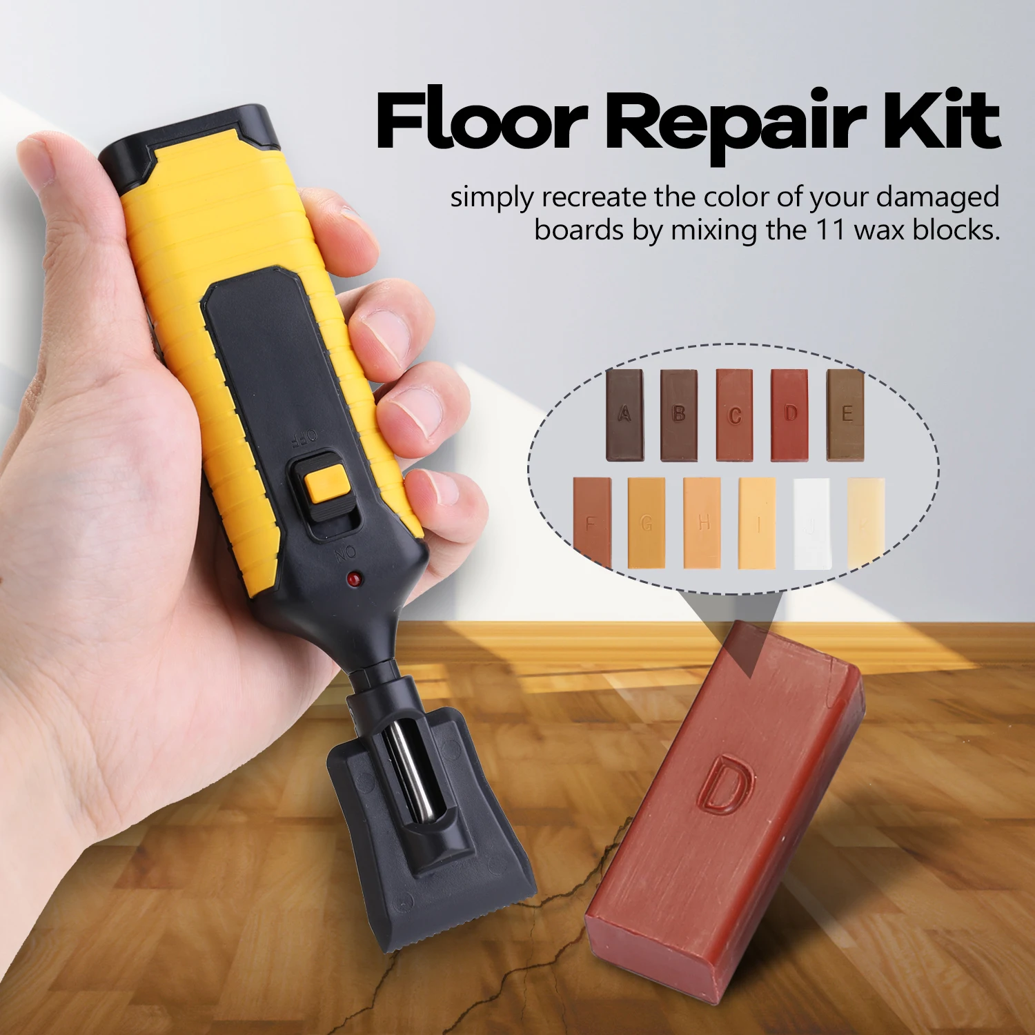 

Laminate Repairing Kit Wax System Floor Worktop Sturdy Casing Chips Scratches Mending Tool Set