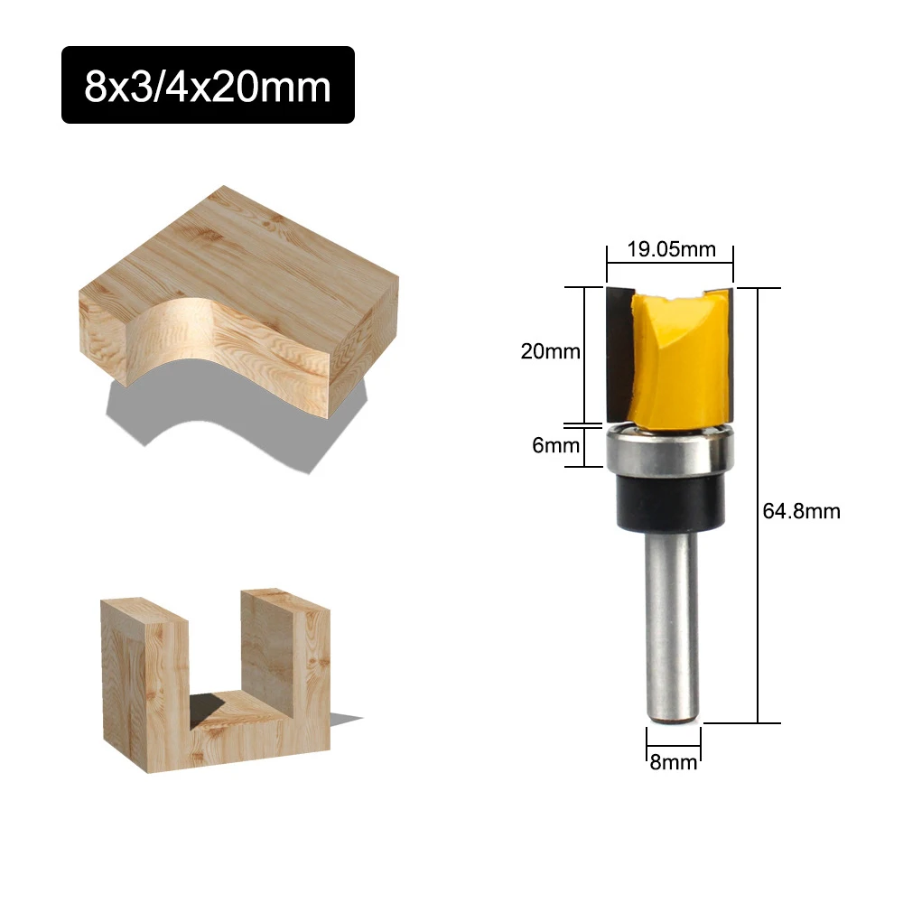 1 шт. 8 мм хвостовик флеш-Трим фреза рисунок бит верхний нижний подшипник 5/8 дюйма