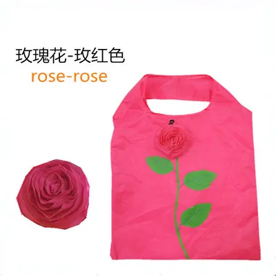 rose Модные Розовые цветы зеленая многоразовая складная сумка хозяйственная сумка дорожные сумки для бакалейных товаров сумки для хранения - Цвет: rose